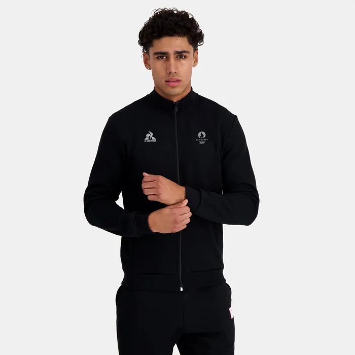 Le Coq Sportif Paris 2024 ZipUp Sweatshirtshirt Black Men Sweatshirts