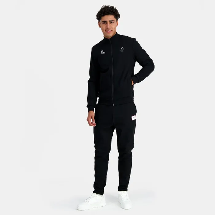 Le Coq Sportif Paris 2024 ZipUp Sweatshirtshirt Black Men Sweatshirts