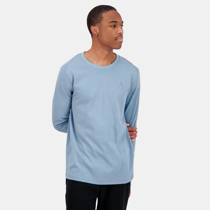 Le Coq Sportif Ton Sur Ton LongSleeve TShirt Faded Denim Men Tshirts And Tops