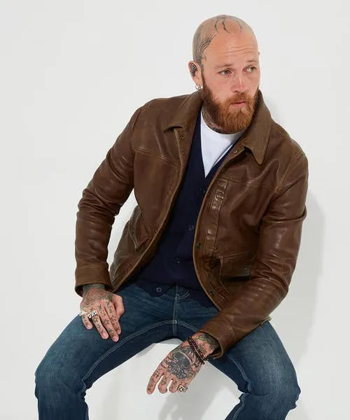 Leather Jackets Joebrowns Apparel Brown Trucker Leather Jacket Brown