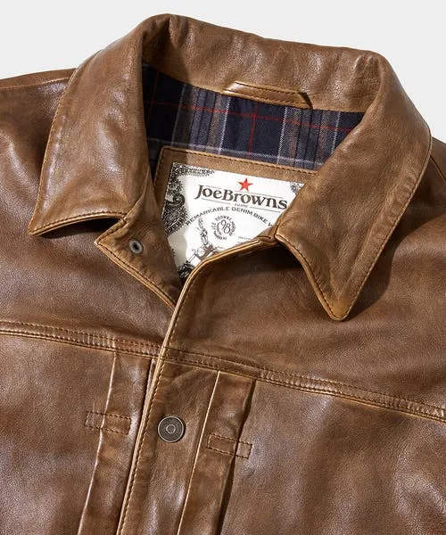 Leather Jackets Joebrowns Apparel Brown Trucker Leather Jacket Brown
