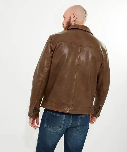 Leather Jackets Joebrowns Apparel Brown Trucker Leather Jacket Brown