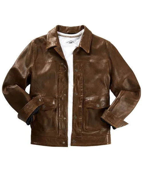 Leather Jackets Joebrowns Apparel Brown Trucker Leather Jacket Brown
