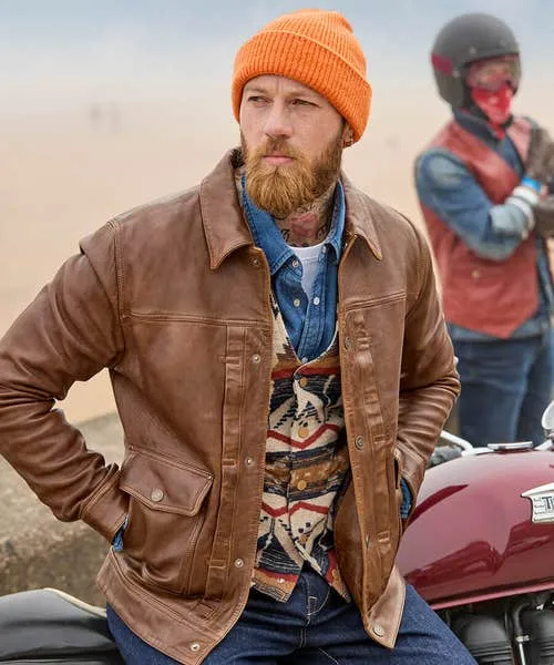 Leather Jackets Joebrowns Apparel Brown Trucker Leather Jacket Brown