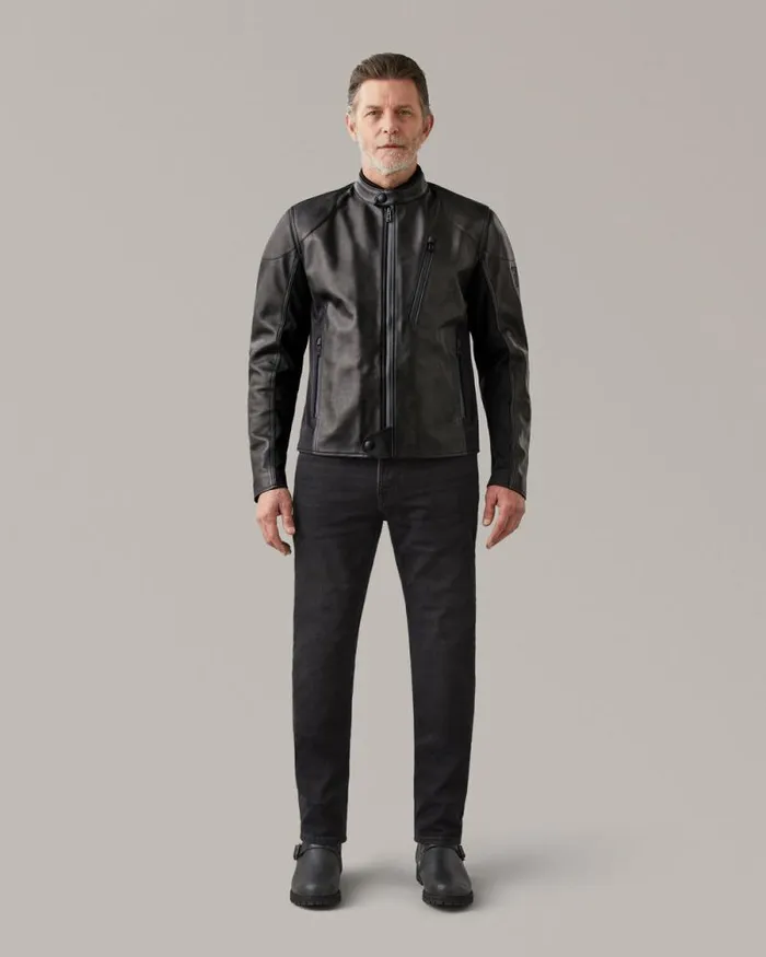 Leather Jackets Men Belstaff Mistral Motorcycle Jacket Black