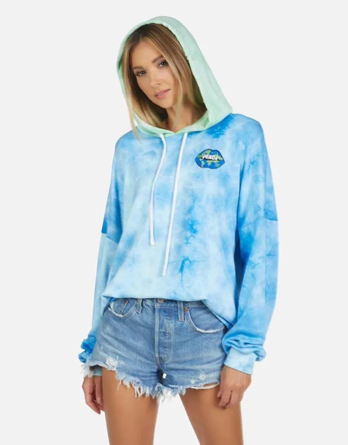 Lila World Peace Lips Blue Clouds Neon Women039s Lauren Moshi Hoodies