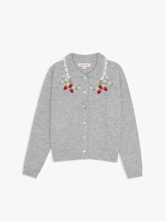Lisa Says Gah Sweaters Women Callie Embroidered Cardigan Strawberry Vine