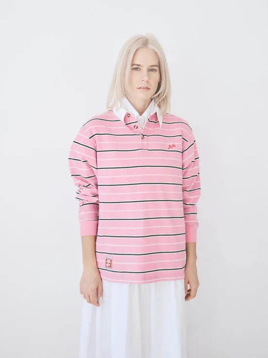 Lisa Says Gah Tops Women Remie Rugby Shirt Pink Stripe
