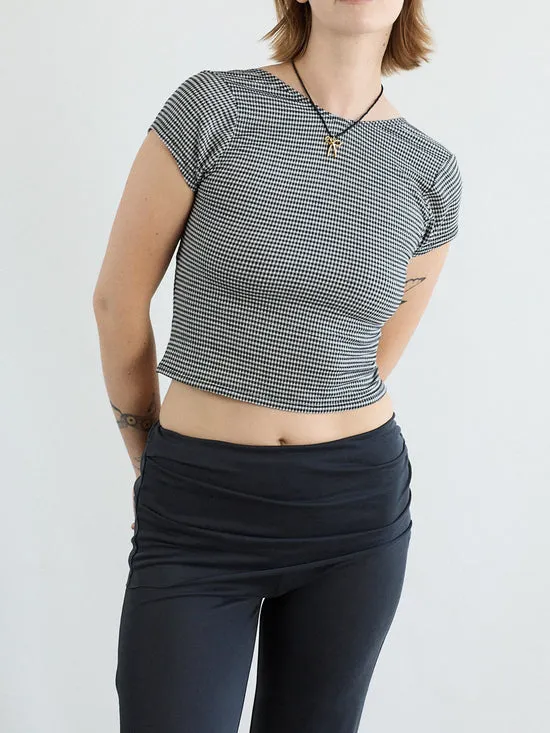 Lisa Says Gah Tops Women Rowan Tee Caviar Gingham