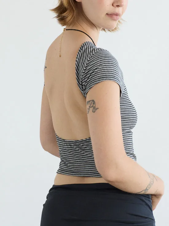 Lisa Says Gah Tops Women Rowan Tee Caviar Gingham
