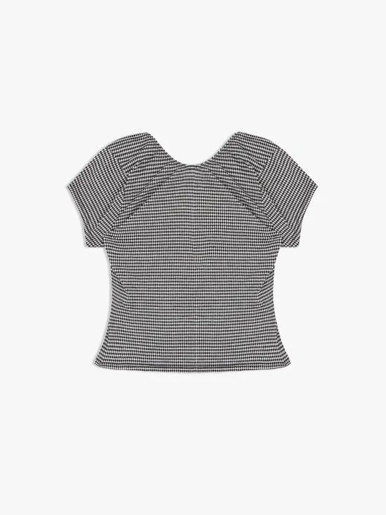 Lisa Says Gah Tops Women Rowan Tee Caviar Gingham