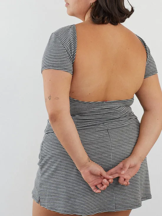 Lisa Says Gah Tops Women Rowan Tee Caviar Gingham
