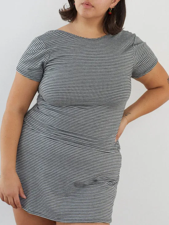 Lisa Says Gah Tops Women Rowan Tee Caviar Gingham