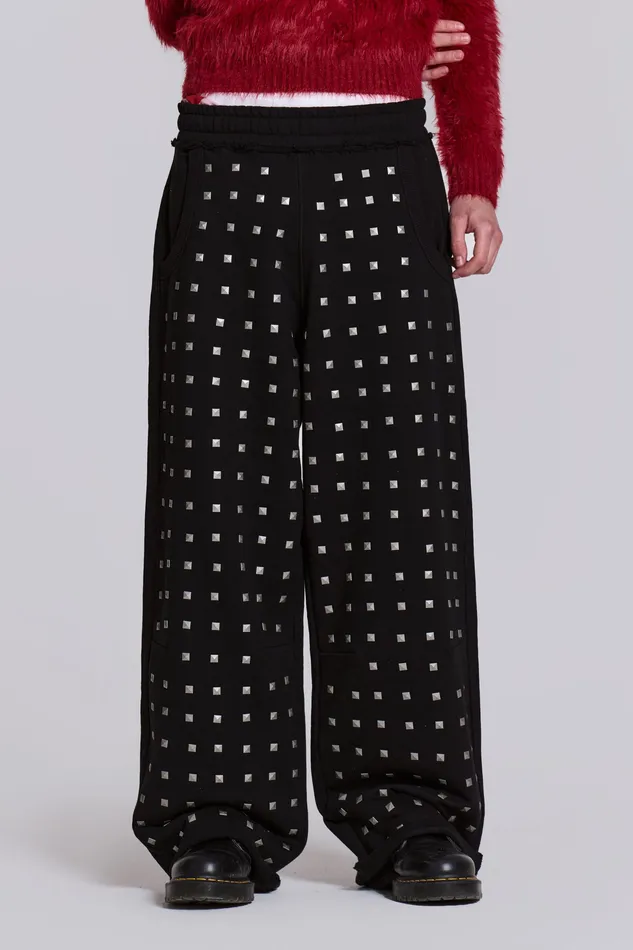 Loungewear Jaded London Men Shop Black Stud Monster Joggers