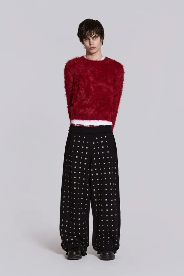 Loungewear Jaded London Men Shop Black Stud Monster Joggers