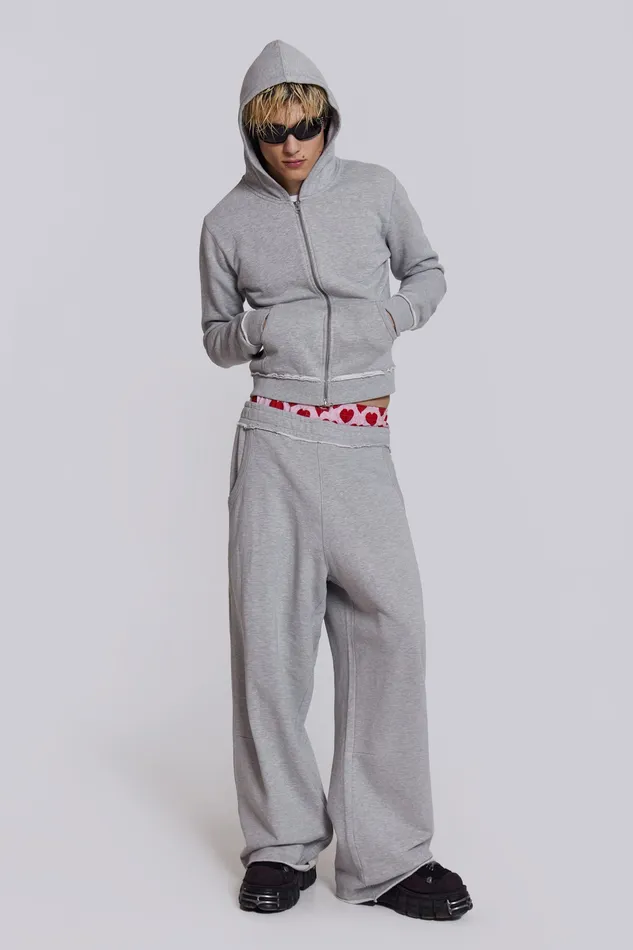 Loungewear Men Shop Grey Marl Mini Monster Hoodie Jaded London
