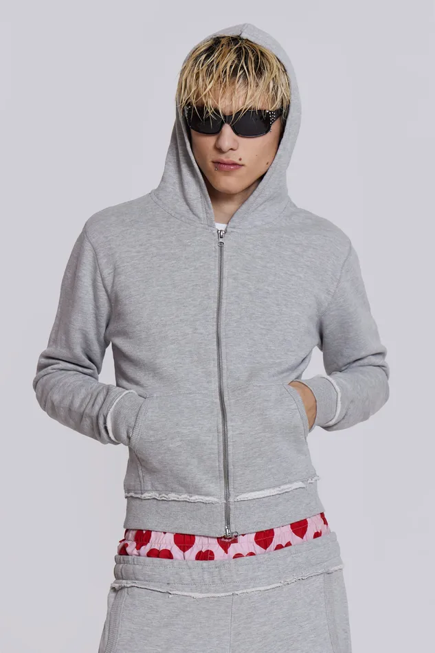 Loungewear Men Shop Grey Marl Mini Monster Hoodie Jaded London
