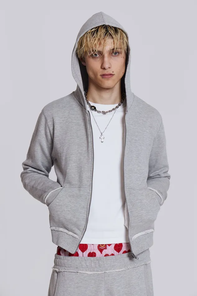 Loungewear Men Shop Grey Marl Mini Monster Hoodie Jaded London