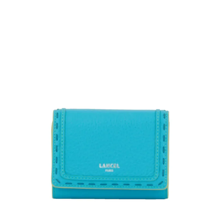 M Flap Compact Wallet Ocean Blue Women Lancel Purse
