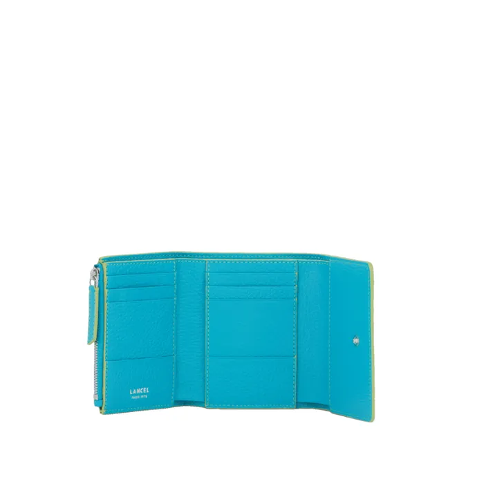 M Flap Compact Wallet Ocean Blue Women Lancel Purse