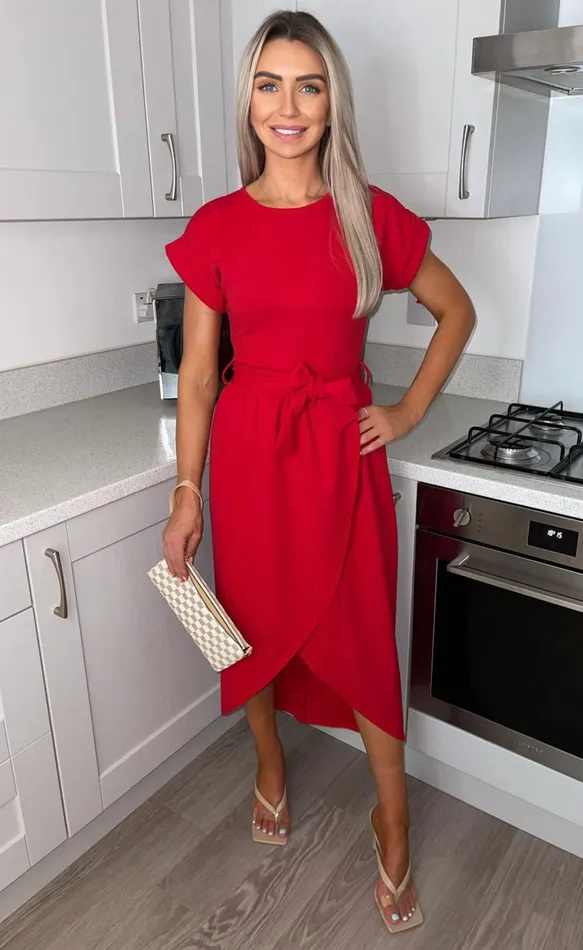 Madison Red Short Sleeve Wrap Day Dress Women Missfiga Wrap Dresses Madison Red Short Sleeve Wrap Day Dress Women Missfiga Wrap Dresses