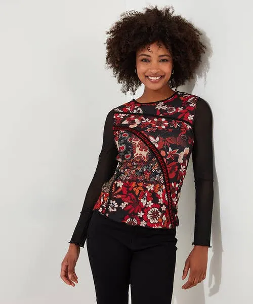 Marcie Cutabout Mesh Top Orange Apparel Tops Tunics and Blouses Joebrowns