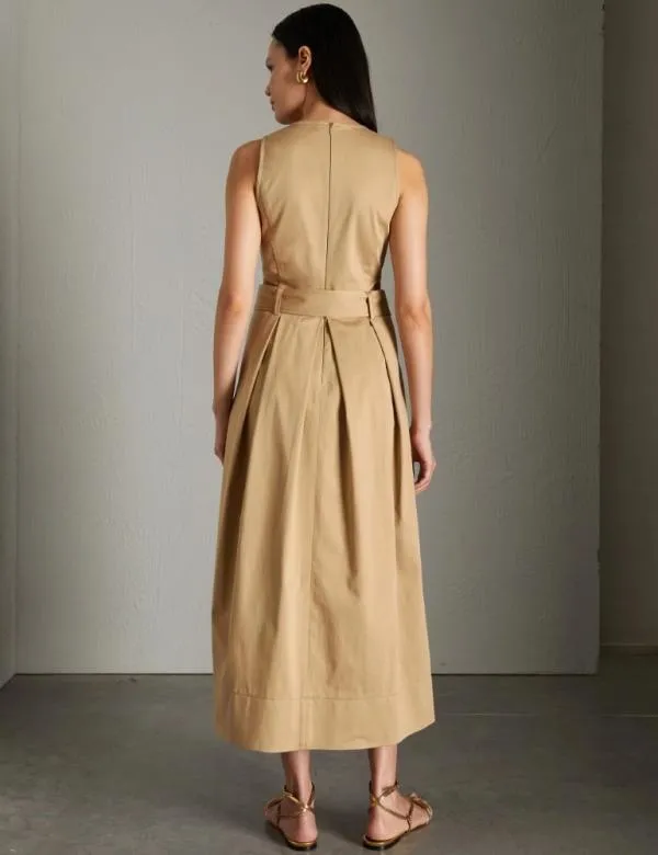 Marella Dresses Women Belted Midi Dress Sand