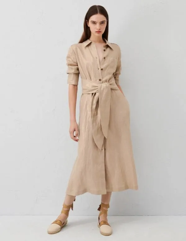Marella Dresses Women Linen Dress Sand