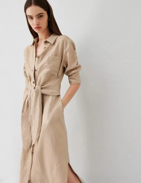 Marella Dresses Women Linen Dress Sand