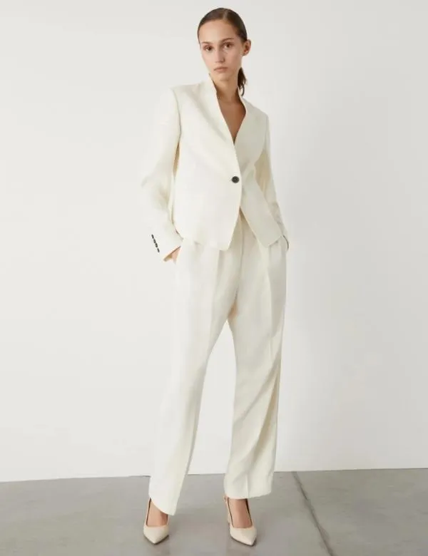 Marella Jackets Women Crepe Blazer Wool White
