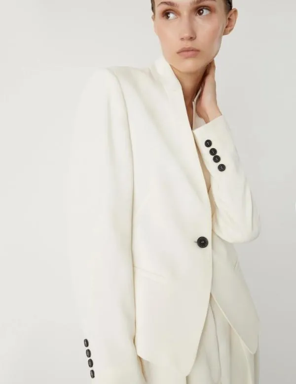 Marella Jackets Women Crepe Blazer Wool White