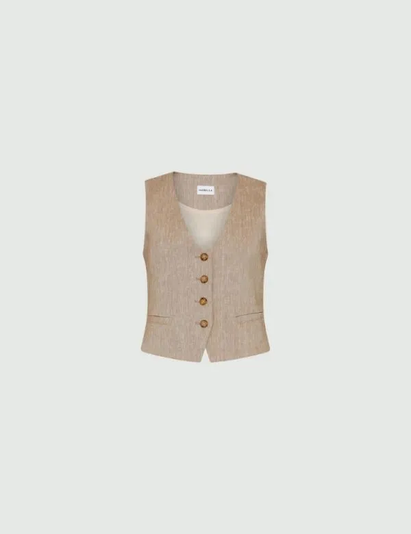 Marella Jackets Women Linenblend Gilet Colonial