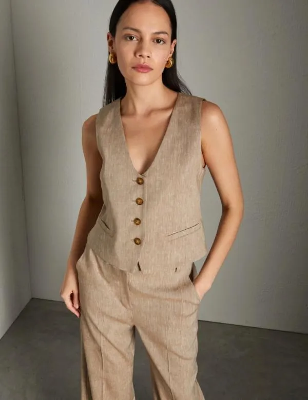 Marella Jackets Women Linenblend Gilet Colonial