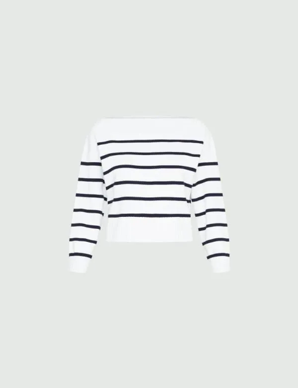 Marella Knitwear Women Boxy Sweater Blue And White