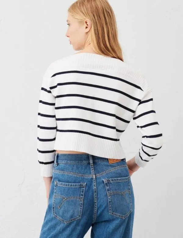Marella Knitwear Women Boxy Sweater Blue And White