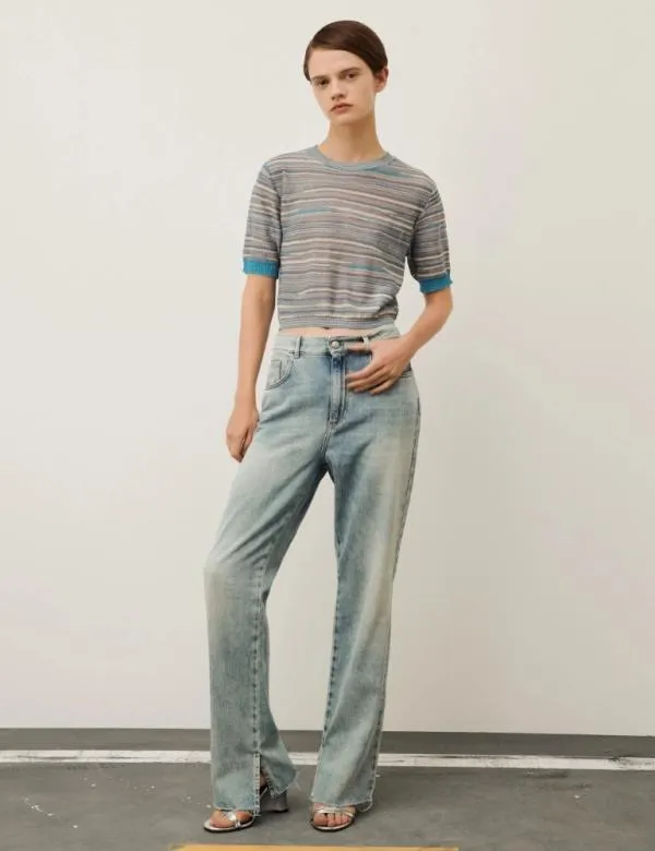 Marella Knitwear Women Cropped Sweater Turquoise