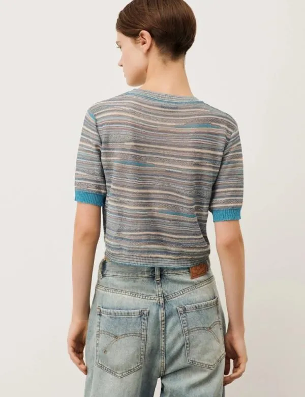 Marella Knitwear Women Cropped Sweater Turquoise