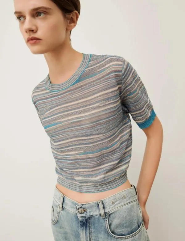 Marella Knitwear Women Cropped Sweater Turquoise