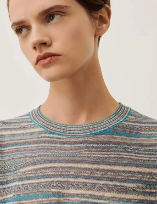 Marella Knitwear Women Cropped Sweater Turquoise