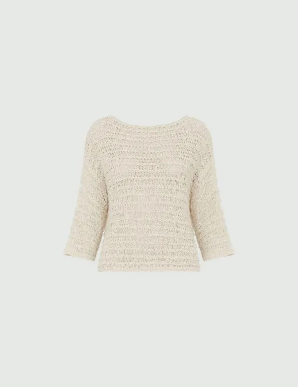 Marella Knitwear Women Cropped Sweater Wool White