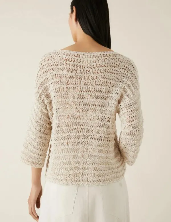 Marella Knitwear Women Cropped Sweater Wool White