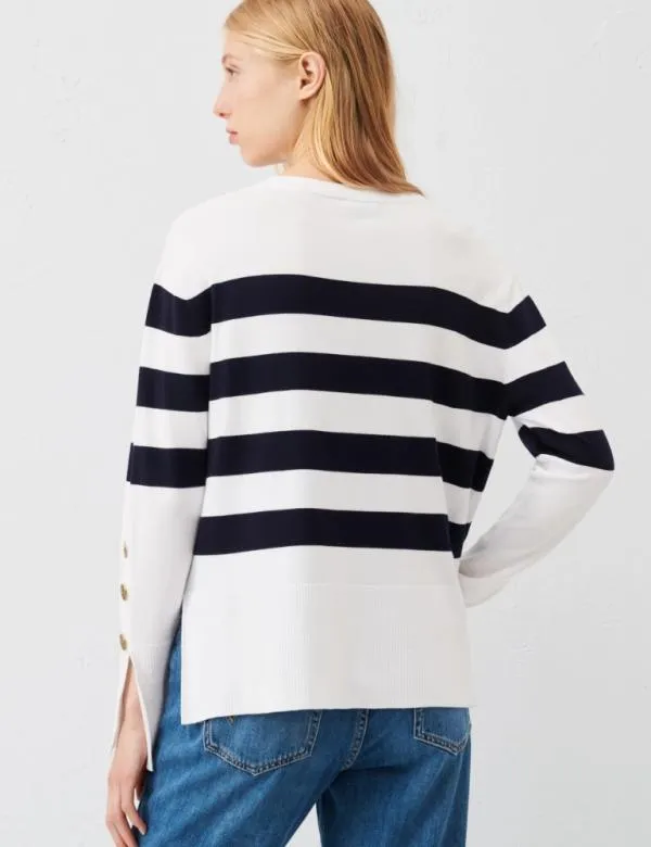 Marella Knitwear Women Slitdetail Sweater Blue And White
