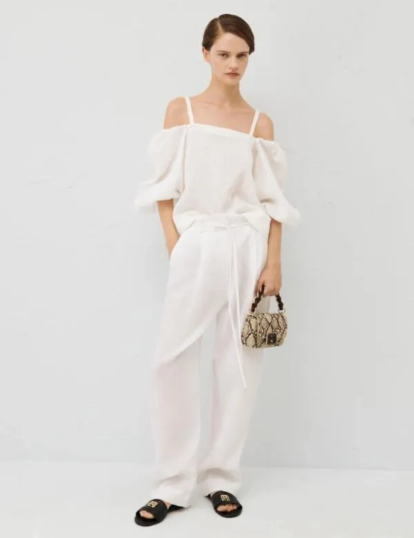 Marella Shirts Women Linen Top Optical White