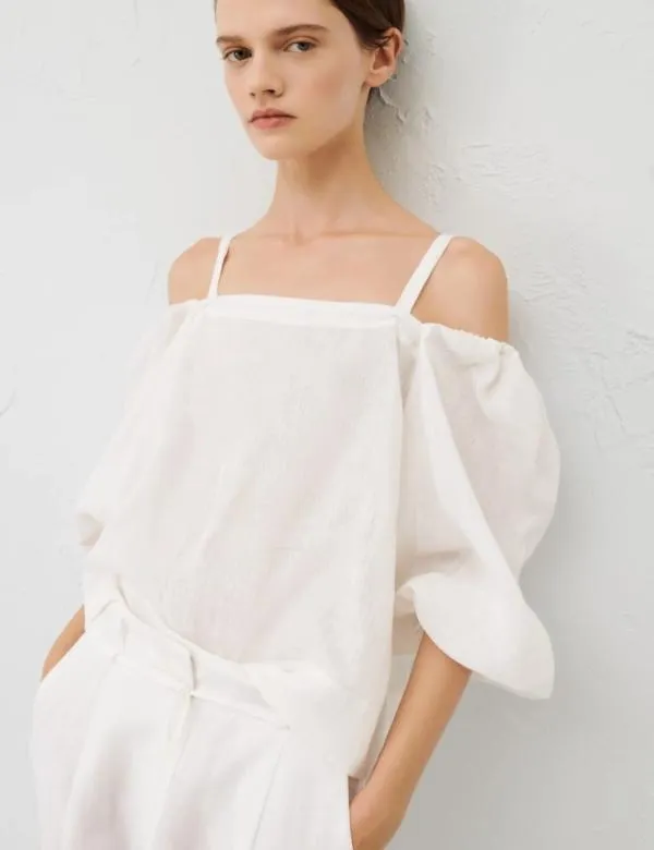 Marella Shirts Women Linen Top Optical White