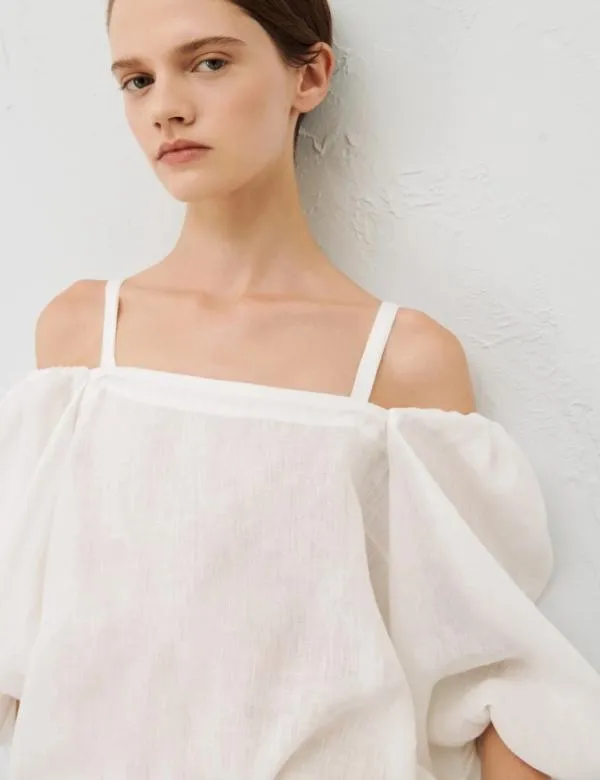 Marella Shirts Women Linen Top Optical White