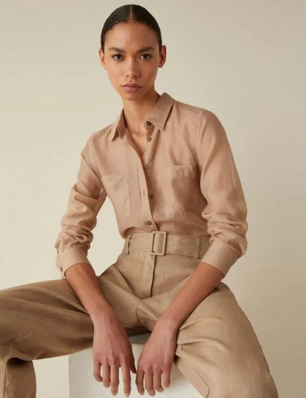 Marella Shirts Women Muslin Shirt Beige