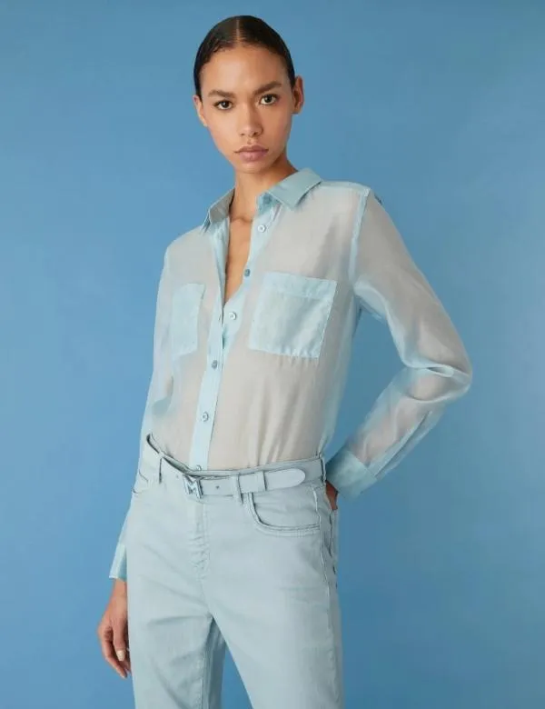 Marella Shirts Women Muslin Shirt Skyblue