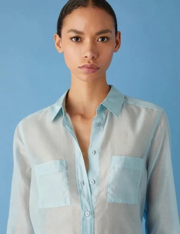 Marella Shirts Women Muslin Shirt Skyblue
