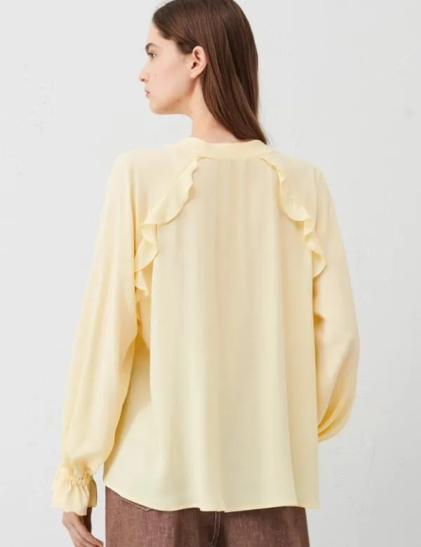 Marella Shirts Women Ruffle Blouse Light Yellow