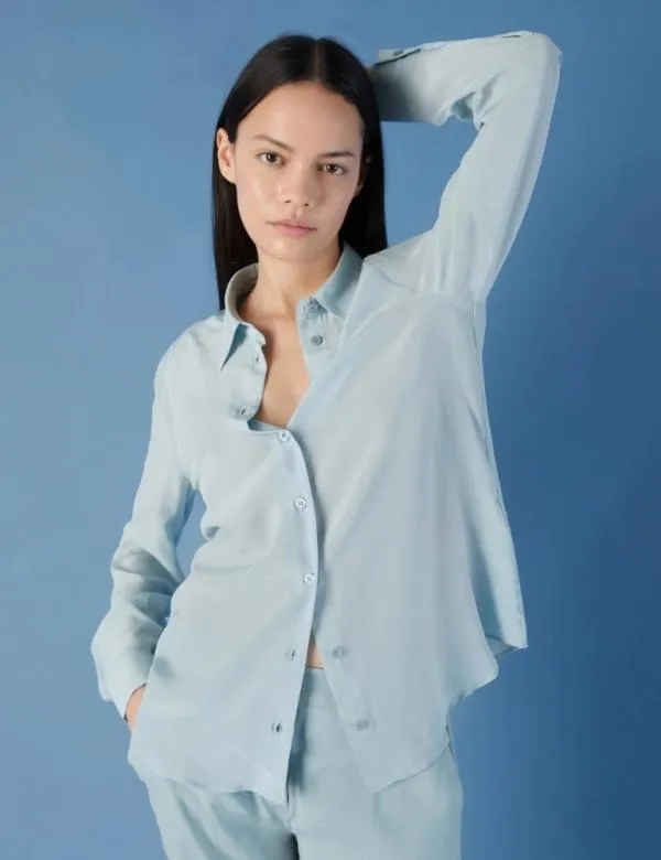 Marella Shirts Women Silk Shirt Skyblue